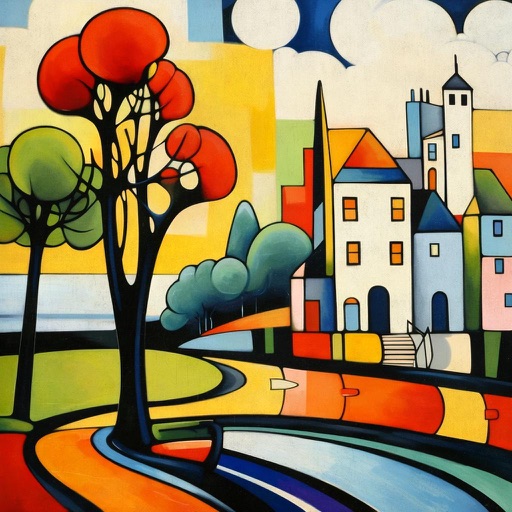 Reference image: A colorful village landscape
