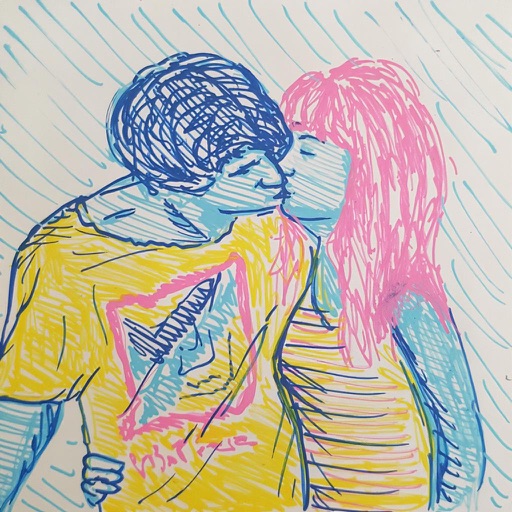 Reference image: A boy and a girl kissing