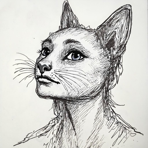 AlignedGen result 1 for Pen-and-ink portrait