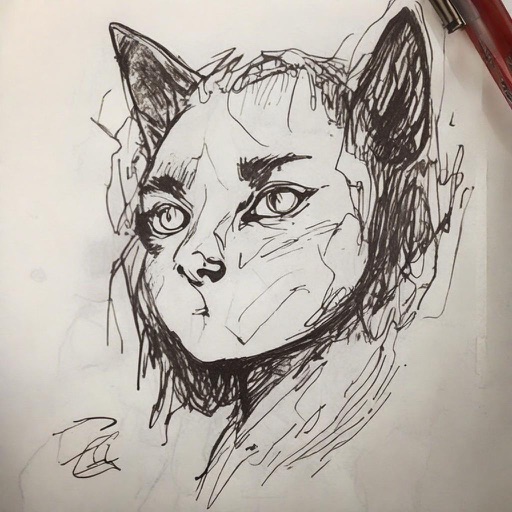 StyleAligned result 1 for Pen-and-ink portrait