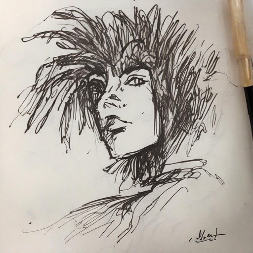 StyleAligned result 2 for Pen-and-ink portrait