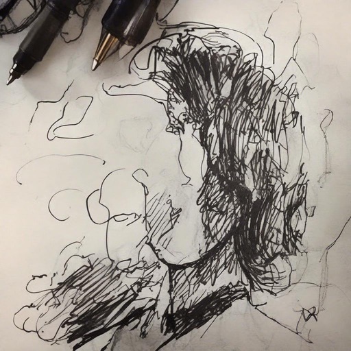 StyleAligned result 3 for Pen-and-ink portrait