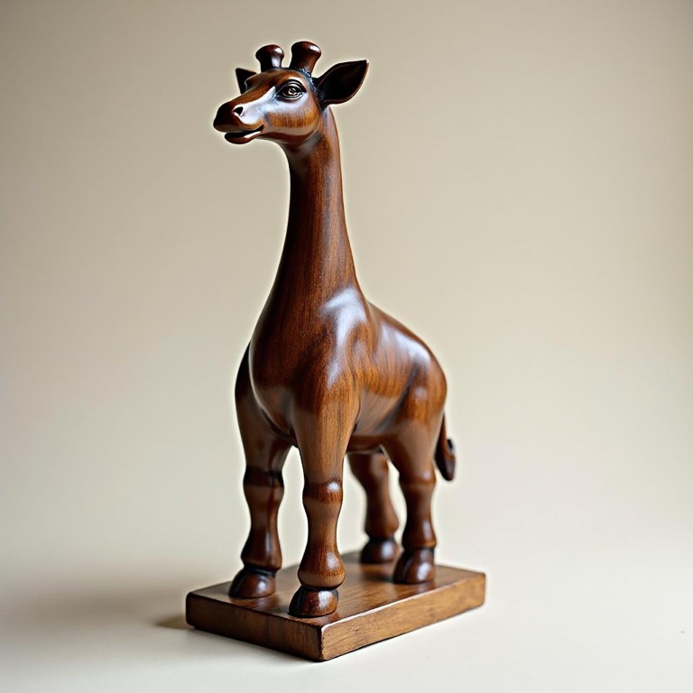 Target generated with our method: a wooden giraffe in the bull's style